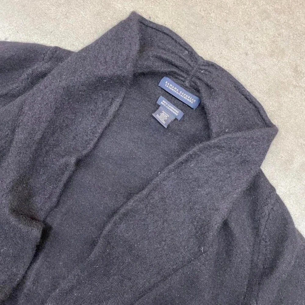 Banana‎ Republic 100% Cashmere Open Front Cardigan Black Women's Petite M - Picture 3 of 7